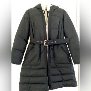 Zara Black Belted Puffer Coat Sz XL. Like new.